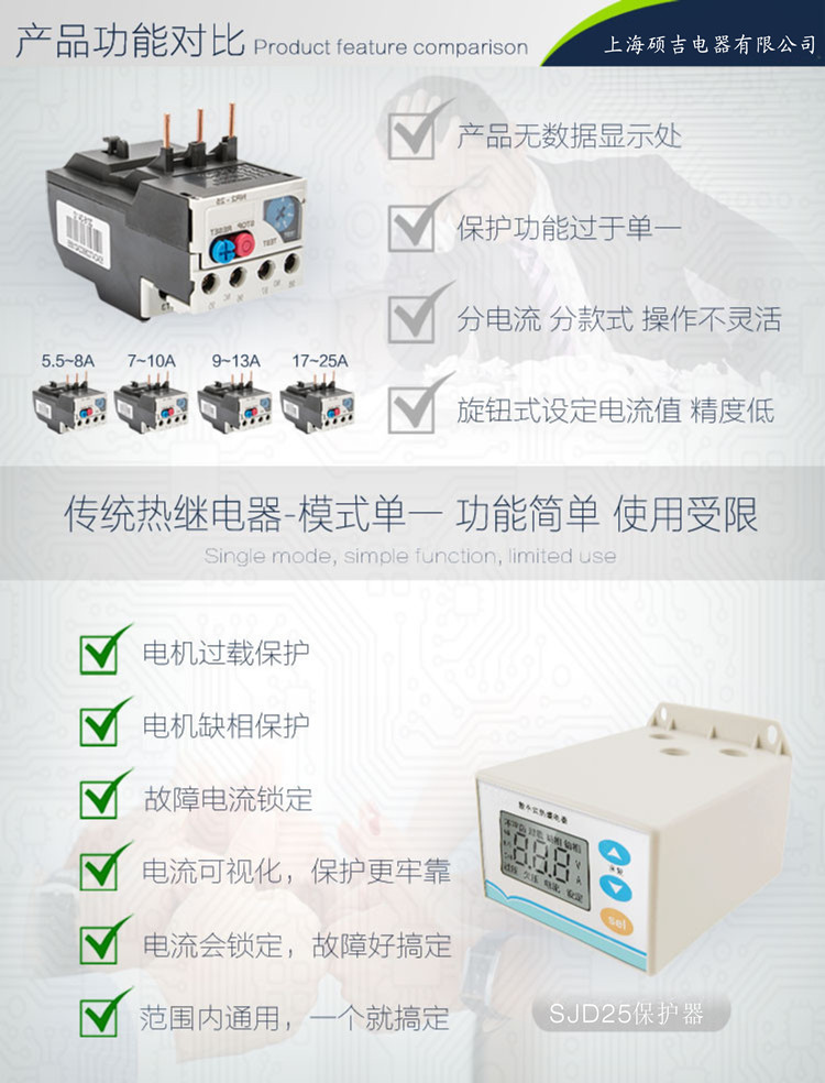 SJD25數(shù)字式熱繼電器/電動機綜合保護器2-25A